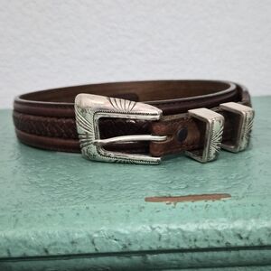 Tony Lama Vintage Western Woven Brown Leather Belt Size 36